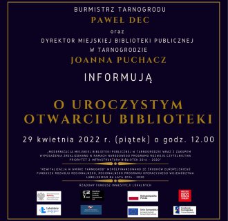 ZAPRASZAMY NA UROCZYSTE OTWARCIE BIBLIOTEKI