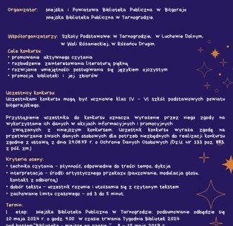 REGULAMIN KONKURSU RADOŚĆ CZYTANIA 2024